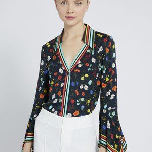 Alice + Olivia Floral & Stripe Blouse
